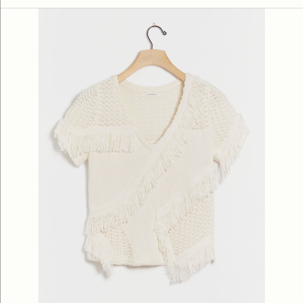 Anthropologie white/ivory knit sweater top never-before-worn size large
